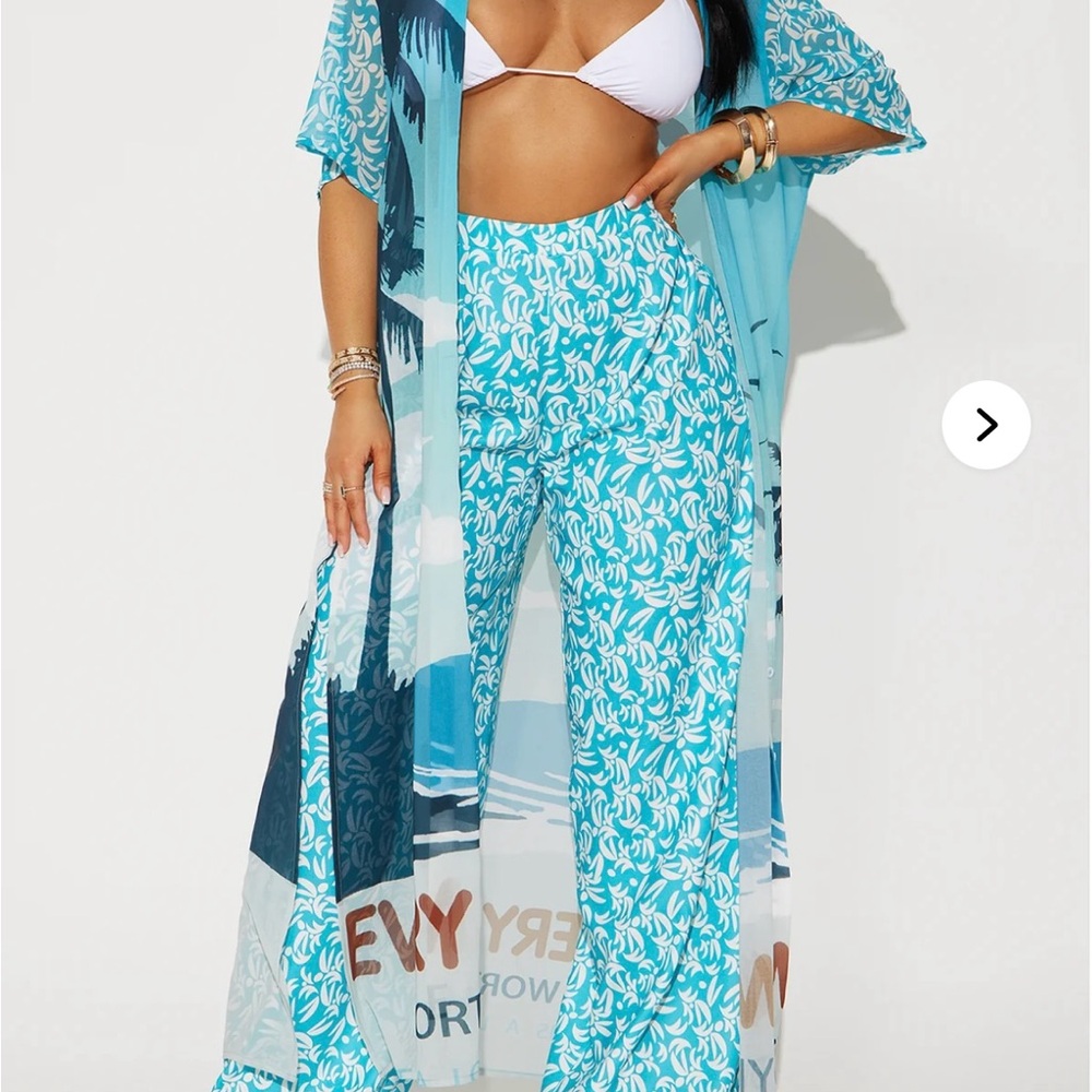 Blue and White Beach Cover-Up Set